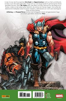 „In den Armen der fürsorglichen Kris Seok...“ Illustration von Thor mit Hammer, Ketten und einer Kreatur am Boden.