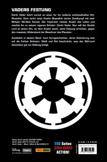 "VADERS FESTUNG. Darth Vader kehrt nach Mustafar zurück. Inklusive neun Kurzgeschichten in Schwarz, Weiß und Rot."

Unten ist ein schwarzes Imperium-Logo.