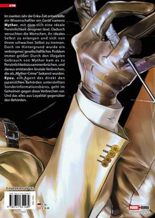 Text: "Im zweiten Jahr der Enka-Zeit entwickelte ein Wissenschaftler ein Gerät namens Myther...". Illustration: Eine Hand mit glänzendem, goldenem Armreif hält einen Stab.