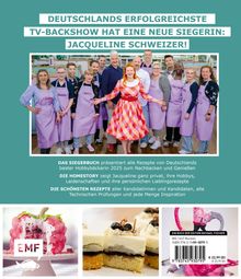 "Deutschlands erfolgreichste TV-Backshow hat eine neue Siegerin: Jacqueline Schweizer!" Gruppe in lila Schürzen.