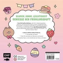 "BLUMEN, SONNE, LEICHTIGKEIT GENIESSE DEN FRÜHLINGSDUFT." Unter dem Text sind fröhliche, bunte Illustrationen.