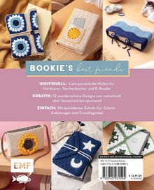 "BOOKIE'S best friends. INDIVIDUELL: Hüllen. KREATIV: 12 Designs. EINFACH: Anleitungen. Sechs Hüllen im Häkel-Look, farbenfroh."