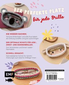 "Der perfekte Platz für jede Brille. Nie wieder suchen: Tierische Brillenhalter und süße Etuis häkeln... Schnell gemacht: Dank bebilderter Schritt-für-Schritt-Anleitungen."

Illustrationen von gehäkelten Brillenetuis in Tierdesigns.
