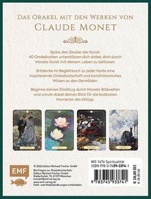 "Das Orakel mit den Werken von Claude Monet" oben, darunter Bilder vierer Monet-Gemälde als Karten abgebildet.