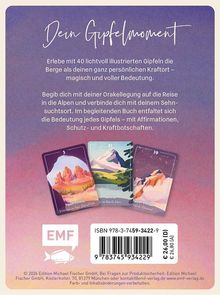 „Dein Gipfelmoment“: 40 illustrierten Gipfel als Kraftorte. Orakelreise mit Affirmationen. Drei Karten: Berge, ISBN unten.
