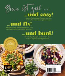 "Grün ist geil ... und easy! ... und fix! ... und bunt!" zeigt Gemüsegerichte, Veggie-Rezepte, Preis und ISBN.