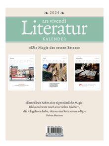 ars vivendi verlag: Literatur Kalender 2024, Kalender