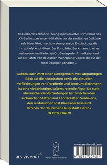 Ein Buchrückentext beschreibt Beckmanns Entdeckung vor Sardinien. Zitat von Ulrich Tukur lobt die spannenden Verbindungen.