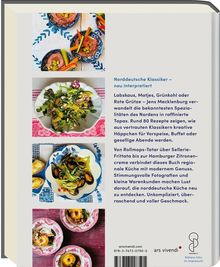 "Norddeutsche Klassiker – neu interpretiert" beschreibt ein Buch. Bilder zeigen abwechslungsreiche Speisen in Schalen.