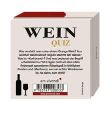 "Wein Quiz" mit Fragen zu Orange-Wein, Barolo, Korkbrand und Chambrien, für Weinliebhaber. Enthält 66 Fragen. Logo unten.