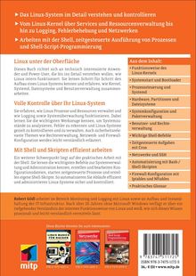 Texte: "Das Linux-System im Detail verstehen und kontrollieren", "Linux unter der Oberfläche", "Volle Kontrolle über Ihr Linux-System", "Mit Shell und Skripten effizient arbeiten". Links zu drei Büchern unten. Orange-weißer Hintergrund. Logo unten links. ISBN Nummern.