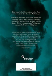 Text über das Ende des Zweiten Weltkriegs, Zitat von Kirsten Boie. Oetinger-Logo und Website-Links auf grünem Hintergrund.