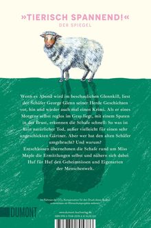 „Tierisch spannend!“ – Der Spiegel. Illustration eines Schafs auf grünem Hintergrund. Text über Schafe, die ermitteln.