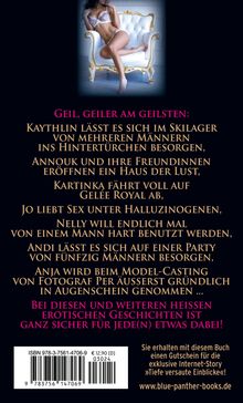 Erotische Geschichten über vielseitige sexuelle Erlebnisse, begleitet von einem Foto einer Frau in Unterwäsche auf einem Stuhl.