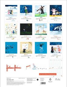 Kalendermonate von Januar bis Dezember in bunten Illustrationen. Mit extra Geburtstagskalender. Helme Heine Edition 2027.