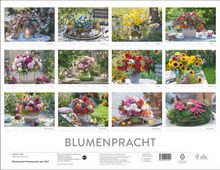 Zwölf Bilder mit Blumengestecken für jeden Monat, Titel "BLUMENPRACHT".