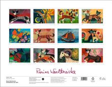 Texte: Januar, Februar, März, April, Mai, Juni, Juli, August, September, Oktober, November, Dezember. Illustrationen von Tieren und Szenen.