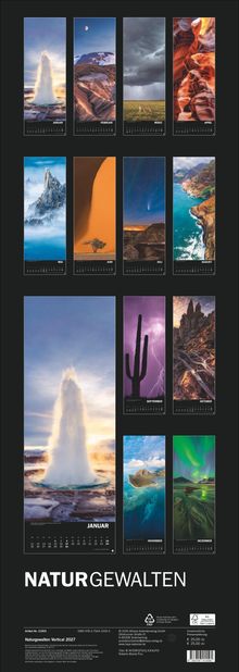 NATURGEWALTEN Kalender mit verschiedenen Landschaftsfotos für jeden Monat 2027.