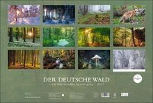"DER DEUTSCHE WALD – ein literarischer Spaziergang – 2027." Fotos zeigen Waldszenen in verschiedenen Jahreszeiten.