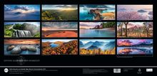 1. Wintersturm Spitzbergen, 2. Morgendämmerung Drakensberge, 3. Klippe Madeira, 4. Kirschblüten Japan, 5. Wasserfall Umbrien.