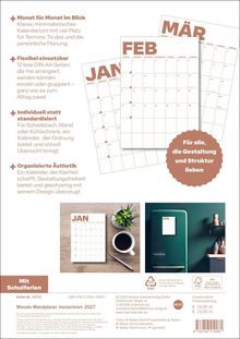 Monat für Monat im Blick: Minimalistisches Kalendarium für Termine. Flexibel einsetzbar, individuell, organisiert.