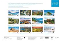 UNICEF Kalender 2027. Monate und Länder: Januar Argentinien, Februar Mexiko, März Myanmar, April Dominikanische Republik, usw.