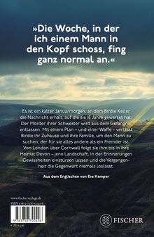 Eine Landschaft mit Wolken und Hügeln. Oben steht: „Die Woche, in der ich einem Mann in den Kopf schoss, fing ganz normal an.“