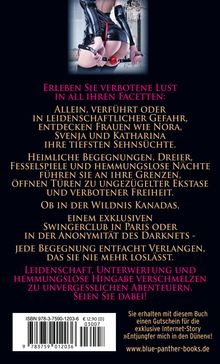 Texte zur verbotenen Lust, Begierde und geheimnisvolle Abenteuer. Eine Szene zeigt eine Person in Lack und Leder.