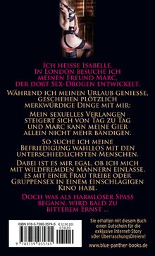 Text über sexuellen Reiz und Abenteuer von Isabelle in London. Daneben eine Frau in erotischer Unterwäsche.
