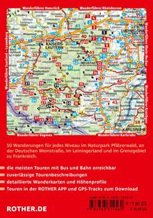 50 Wanderungen im Naturpark Pfälzerwald, Deutsche Weinstraße, Leiningerland. Karte von Kaiserslautern bis Karlsruhe.
