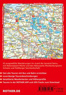 Wanderkarten für Mecklenburg; 45 Wanderungen; Beschreibungen, Karten, Höhenprofile; erreichbar per Bus/Bahn; GPS-Tracks.