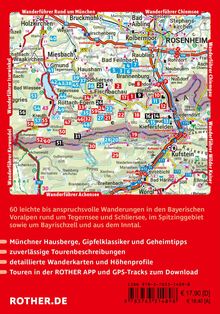 60 Wanderungen in den bayerischen Voralpen rund um Tegernsee und Schliersee. Karte mit markierten Routen.