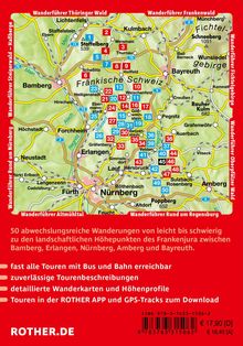 50 Wanderungen von leicht bis schwierig im Frankenjura, Umgebung Bamberg und Nürnberg. Karte von Rother.