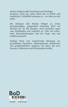 Markus Hebgen: Anfänge, Buch