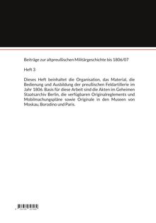 Jörg Titze: Die preußische Feld-Artillerie im Jahr 1806 (I), Buch