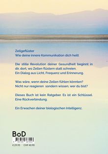 Text über innere Kommunikation und Gesundheit. Hintergrund zeigt einen ruhigen See vor Bergen bei Sonnenuntergang.