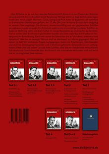 Text über das Schlachtschiff Bismarck und mehrere Buchcover mit Titeln wie "Teil 1.1 Schiffsführung" sowie eine Website.