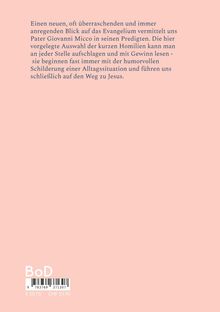 Ein neuer, überraschender Blick auf das Evangelium, humorvolle Alltagsgeschichten führen zu Jesus. Rosa Hintergrund.