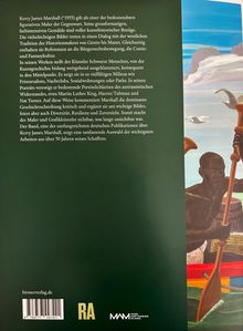 Ein Text beschreibt Kerry James Marshall als bedeutenden figurativen Maler, der Schwarze Menschen in den Mittelpunkt stellt. Rechts eine Illustration eines Mannes mit einem Paddel auf einem Boot.