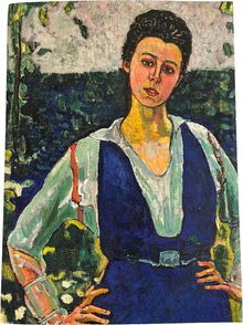 Illustration eines selbstbewussten Menschen, der in traditioneller Kleidung posiert; kräftige Farben, expressive Pinselstriche.