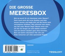 DIE GROSSE MEERESBOX. Abenteuer unter Wasser mit Quallen und Haien. Empfohlen ab 6 Jahren. TESSLOFF Logo unten rechts.
