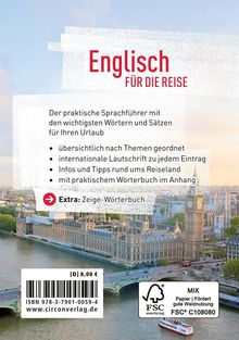 Text: "Englisch für die Reise" und weitere Details zu einem Sprachführer.  
Hintergrund: Das Parlamentsgebäude in London.
