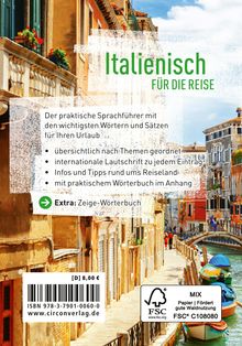 "Italienisch für die Reise" - Sprachführer für den Urlaub, thematisch geordnet, mit Lautschrift und Tipps. Hintergrund: venezianische Straße.