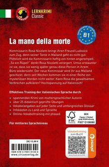"La mano della morte", Lernkrimi über Kommissarin Rosa Nicoletti. Enthält Vokabeltraining, Level B1, für mittleres Sprachniveau.
