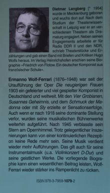 Ein Text beschreibt Dietmar Langbergs und Ermanno Wolf-Ferraris Arbeiten und deren Bedeutung in der Musik- und Theaterwelt.