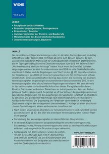 Ein blaues Logo mit der Aufschrift "VDE VERLAG". 

Zielgruppe: Fachplaner, Projektleiter, Handwerksmeister.

Inhalt: Anwendung BGB-Verträge, Elektrotechnik, Verweisparagrafen.