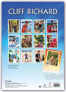 "CLIFF RICHARD" steht oben groß. Darunter sind zwölf Fotos von ihm in verschiedenen Szenen und ein Kalenderblatt.