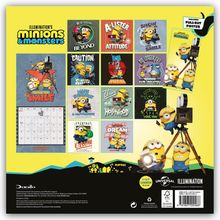 "ILLUMINATION'S MINIONS & MONSTERS" in witzigem Stil und gelber Hintergrund. Mehrere Minions in verschiedenen Szenen.
