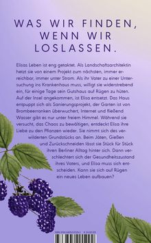 Der Text beschreibt Elisas hektisches Leben und einen Aufenthalt auf Rügen, wo sie ein Gutshaus hüten soll. Brombeeren sind abgebildet.