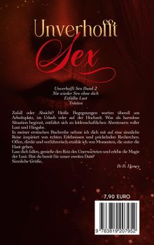 "Unverhofft Sex" in goldener und roter Schrift. Erotische Begegnungen, Abenteuer und Lust. Preis: 7,90 EURO.